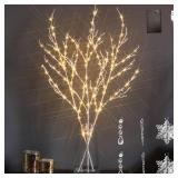 LITBLOOM Lighted Willow Branches Iredescent Glittered 32IN 120 LED with Timer Battery Operated and USB Plug in, Tree Branch with Fairy Lights for Home Room Christmas Decoration