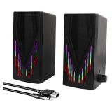 YXHDZ Black Computer Speakers, Speakers for Computer Desktop PC with Colorful Dynamic RGB Lighting, USB Powered Gaming Speakers with 3.5mm Aux Cable for Monitor Laptop Tablet