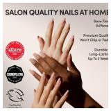 Glamnetic Press On Nails - Exposed | Medium Coffin Fake Nails with Nude Opaque Neutral, Salon Quality