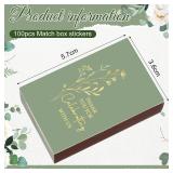 Humyoun 100 Pcs Wedding Matches Matchbook Labels Stickers 2.24 x 1.41 Inch Wedding Favors Matchbook Sticker The Nice Match Sticker Without Matches and Boxes(Sage Green)