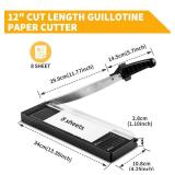 MAKEASY Paper Cutter 12 Inch, 8 Sheet Capacity, Heavy Duty Paper Cutter for Cardstock, Guillotine Paper Trimmer for Crafting, Classroom and Office