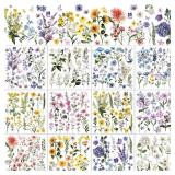BBTO 12 Sheets Rub on Transfers for Crafts and Furniture Rub on Transfer Stickers Decals for Wood DIY Paper Home Decor, 5.5 x 5.7 Inch(Fresh Flowers)