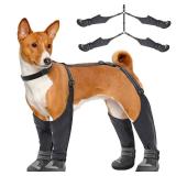 Idepet Dog Suspender Boots, Tall Dog Boots Anti-Slip & Fall Waterproof Shoes Leggings, Adjustable Suspender Boots for Winter Snow Rain Hiking Paws Protector(Black, 7)