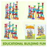 JOYIN 137Pcs Glowing Marble Run - Construction Building Blocks Toys with 15 Glow in The Dark Plastic Marbles, STEM Toy Presents for Boys and Girls, Birthday Gifts, Easter Basket Stuffers