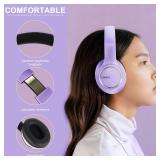 LORELEI X8 Over-Ear Wired Headphones with Microphone with 1.45m-Tangle-Free Nylon Line&3.5mm Plug,Lightweight Foldable & Portable Headphones for Smartphone,Tablet,Computer,Mp3/4(Dark Purple)