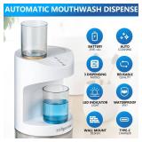 ZOFGENOW Automatic Mouthwash Dispenser for Bathroom,Bathroom Accessories 19.4 Fl Oz Dispensers with Magnetic Cups,Wall Mounted Dispenser,Suitable for All Age Groups,White