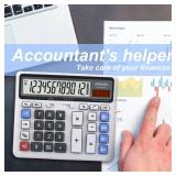 Desktop Calculator Extra Large LCD Display 12-Digit Big Number Accounting Calculator with Giant Response Button, Battery & Solar Powered, Perfect for Office Business Home Daily Use(OS-2135)