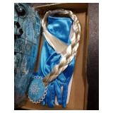 AHLPO Elsa Dress for Girls Princess Dress Up Halloween Cosplay Elsa Costume Fancy Dress Birthday Outfit with Accessories