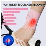 Ultra-Thin Wrist Brace Support for Carpal Tunnel, Wrist Brace for TFCC Tears, Elastic Wrist Wraps for Sports Work Typing Sleeping, Wrist Straps for Weightlifting, Golf, Tendonitis, Arthritis (Pink)