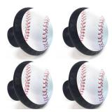 Artinhand 4 Pack Baseball Kitchen Cabinet Knobs Round Drawer Pulls Dresser Cupboard Door Handles