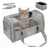 SECLATO Cat Carrier Pet Dog Carrier Airline Approved for Puppy Kitten Carriers Under 15lb, Collapsible Soft Sided TSA Approved Travel Carrier-Grey