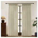 Linen Pinch Pleated Curtains 84 Inches Long for Living Room, Neutral Light Filtering Pleat Drapes Textured Thick Memory Trained Semi-Sheer Window Curtain with Hooks for Bedroom Farmhouse, 2 Panels