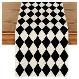 Artoid Mode Diamond Plaid Black Table Runner, Seasonal Halloween Party Kitchen Dining Table Decoration for Home Party Decor 13x60 Inch