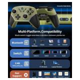 Multi-Platform Wireless Controller, PC Gaming Controller with 2.4G Adpater/Hall Joysticks/Hall Triggers/1200 mAh Battery/4 Programmable Buttons/RGB Lighting, Compatible with PC Windows 7/8.1/10/11, Sw