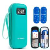 YOUSHARES Insulin Cooler Travel Case with Temperature Display - Refrigerated Medicine Cooling Bag with 2 TSA Approved Ice Pack, Medication Pen Diabetic Supplies Organizer for Trip and Daily
