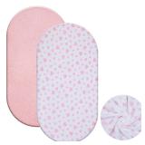 Fanfanwin 2 Pack Flannel Baby Bassinet Sheets 33 x 16 Inches Pink and White Soft Christmas Flannel Crib Sheets, Fit for Oval Bassinet Cover