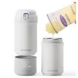 WONDBORN Portable Bottle Warmer for Travel, Dishwasher Safe, 3X Faster & Even Heating, 8 Feeds per Charge, 17oz, 1 Precise Adjust, Thaw, Keep Warm, Use While Charging, for Breastmilk & Formula