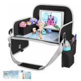 MENZOKE Kids Travel Tray for Toddler Car Seat, Toddler Gift for Boy Activities with Dry Erase Board & iPad Holder Stand, Road Trip Essentials Accessories Lap Tray for Boy as Birthday Gift, Black