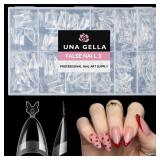 UNA GELLA Gel Nail Tips Almond Shape: 504pcs Medium Almond Nail Tips Half Cover Upgrade Soft Gel Matte Design for DIY Press On Nails Acrylic False Nails Tips 12 Sizes