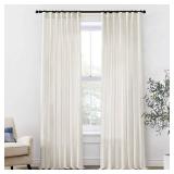 XTMYI 90 Inches Long Sheer Linen Curtains 2 Panels Set,Hook Tape Back Tab Semi Sheer Cotton Blend Fabric Modern Cottage Core Cottagecore Curtain Drapes for Living Room Bedroom,50x90 in Length