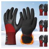 Schwer 3 Pairs Winter Work Gloves with 3/4 Double-Dipped Coating, Thermal Insulated Gloves with Grip & Abrasion Resistance, ANSI A2 Cut Resistant Warm Glove for Cold Weather, Snow, S, CR3313