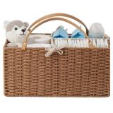 HBlife Large Baby Diaper Caddy Organizer, Paper Rope Storage Baskets Nursery Bin with Removable Divider, Portable Car Organizer for Diapers, Baby Shower Gifts, Newborn Essentials Must Haves