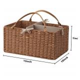 HBlife Large Baby Diaper Caddy Organizer, Paper Rope Storage Baskets Nursery Bin with Removable Divider, Portable Car Organizer for Diapers, Baby Shower Gifts, Newborn Essentials Must Haves