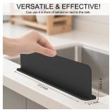 Silicone Sink Splash Guard, Sink Splash Guard with Suction Cup, Kitchen Sink Splash Guard that Can Be Placed Behind the Sink, Sink Splash Guard(17.3 x 4.1 Inch Black)