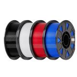 Creality Ender PETG 3D Printer Filament 1.75mm 4KG (8.8lbs), High Precision, Strong Toughness, Odorless, Better Flow, Moistureproof 3D Printing Ender PETG Filament, White+Blue+Red