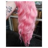 QMSSR Pink Lace Front Wigs Synthetic Long Wavy Hair Glueless Lace Wig for Fashion Women Pastel Pink Synthetic Lace Front Wigs Pre Plucked Natural Hairline