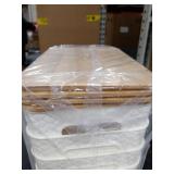 4pk Woven Pattern Plastic Storage Containers with Bamboo Lid White