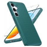 FNTCASE for Samsung Galaxy S25 Case: Dual Layer Heavy Duty Cell Phone Protective Cover Shockproof Rugged with Non-Slip Textured - Military Drop Protection Bumper Tough - 2025, 6.2 inch (Green)