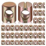 Blulu 50 Pcs Metric M6 Barrel Nuts Cross Dowels Slotted Nuts Bunk Bed Replacement Hardware Headboard Hardware Kit for Baby Bed Crib Chairs Furniture M6 x 10 mm x 13 mm(Gold)