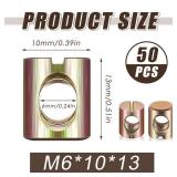 Blulu 50 Pcs Metric M6 Barrel Nuts Cross Dowels Slotted Nuts Bunk Bed Replacement Hardware Headboard Hardware Kit for Baby Bed Crib Chairs Furniture M6 x 10 mm x 13 mm(Gold)