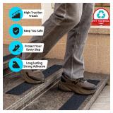LifeGrip Anti Slip Traction Treads (10-Pack), 4 inch X 30 inch, Best Grip Tape Grit Non Slip, Outdoor Non Skid Tape, High Traction Friction Abrasive Adhesive for Stairs Step, Black (4 X 30 X 10P)