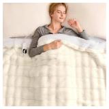 Homemate Heated Blanket Electric Throw - 50x60 Heating Blanket Throw 1/2/4/6/8 Hours Auto-Off 10 Heat Levels Over-Heat Protection Luxury 800 GSM Faux Fur 200 GSM Sherpa ETL Certification