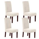 H.VERSAILTEX Stretch Dining Chair Covers Set of 4 Chair Covers for Dining Room Parsons Chair Slipcover Chair Protectors Covers Dining, Feature Textured Checked Jacquard Fabric, Ivory