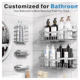 EUDELE 5-Pack Rustproof Stainless Steel Shower Caddy No Drill Adhesive Bathroom Organizer with Large Capacity, Spacious Shower Shelves for Inside Shower, Kitchen & Home Decor Storage-XL Size