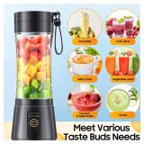 12 Oz Cordless Personal Size Portable Blender - Blender for Smoothies with BPA Free Traveling Juice Cup, 6 Blades for Powerful Blending, Suit for Sports/Home