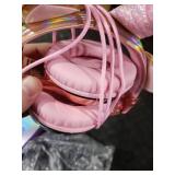 QearFun Kids Unicorn Headphones with USB C for Girls with Microphone, 85/94dB Safe Volume Limiter, Tangle-Free Cord, Share Port, Foldable Sparkly Wired Headset for School, Travel, Tablet, iPad