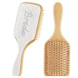 Meanplan Bride Hair Brush White Acrylic Rhinestone Bride Wedding Comb Wooden Bamboo Hair Brush Gift for Women Bachelorette Party Decorations Bridesmaid Gift Bridal Shower Wedding