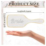Meanplan Bride Hair Brush White Acrylic Rhinestone Bride Wedding Comb Wooden Bamboo Hair Brush Gift for Women Bachelorette Party Decorations Bridesmaid Gift Bridal Shower Wedding