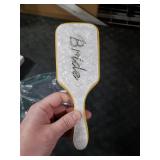 Meanplan Bride Hair Brush White Acrylic Rhinestone Bride Wedding Comb Wooden Bamboo Hair Brush Gift for Women Bachelorette Party Decorations Bridesmaid Gift Bridal Shower Wedding