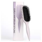 Curl Defining Brush, Multi Purpose Styling Brush for Separating, Combing and Curling Hair to Reduce Pulling (Cream)