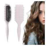 Curl Defining Brush, Multi Purpose Styling Brush for Separating, Combing and Curling Hair to Reduce Pulling (Cream)
