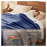 Homemate Electric Heated Blanket Twin - 62x84 Heating Bed Blankets Throw with 10 Heating Levels 8 Hours Auto Off Fast Heating Over-Heated Protection Ultra Soft Warm Flannel ETL Certified Navy Blue