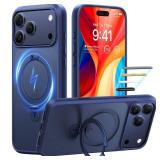 TORRAS Ostand for iPhone 17 Pro Max Case, Camera Control, Fit for MagSafe, Military-Grade Protection, Magnetic Slim Translucent with Stand Anti-Fingerprint Phone Case for iPhone 17 Pro Max, Deep Blue