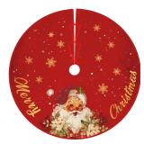 Christmas Tree Skirt Red and Gold Christmas Decorations - Xmas Tree Skirt Mat with Santa Claus Snowflake Pattern for Indoor Outdoor Merry Christmas Holiday Party Decor Inches (36inch)