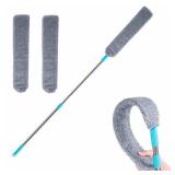 Retractable Gap Dust Cleaner Under Appliance Microfiber Duster Dust Brush with Extension Pole (36 to 49 inches) Cleaning Duster for Bed High Ceilings Furniture Bottom Household Gap Duster Gray