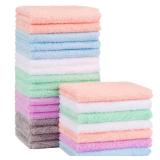 Orighty Baby Washcloths 24-Pack(7''x9''), Microfiber Coral Fleece Baby Towels, Super Soft and Absorbent Wash Cloths for Newborns, Infants and Toddlers, Gentle on Delicate Skin for Face Hands and Body